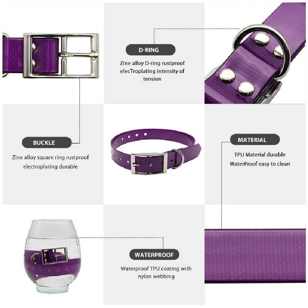 Dog Harnesses High Quality Large Dog Collar Adjustable TPU Durable Waterproof Pet Dog Collar For Puppy Strap Pure Color Dog Accessories H250217