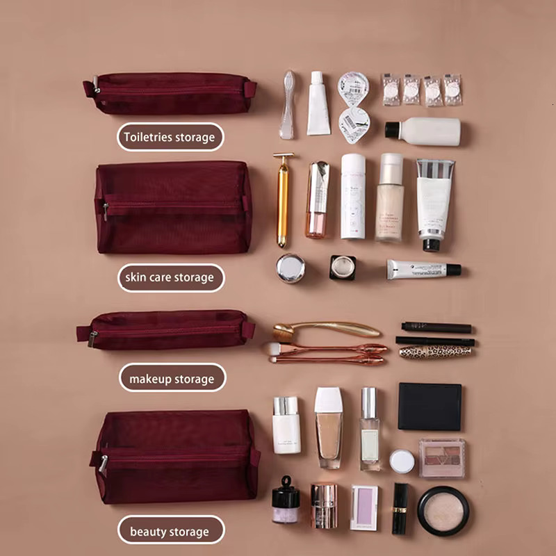 In 1 Detachable Makeup Women Zipper Mesh Large Capacity Cosmetics Pouch Foldable Portable Travel Wash Storage Bag swissmilitary