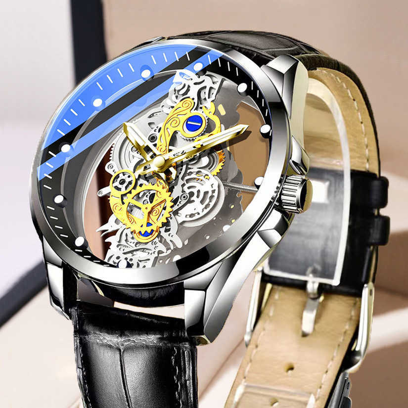 Double sided transparent hollow full-automatic mechanical watch mens watch mens waterproof luminous quartz watch Tiktok new style W250212
