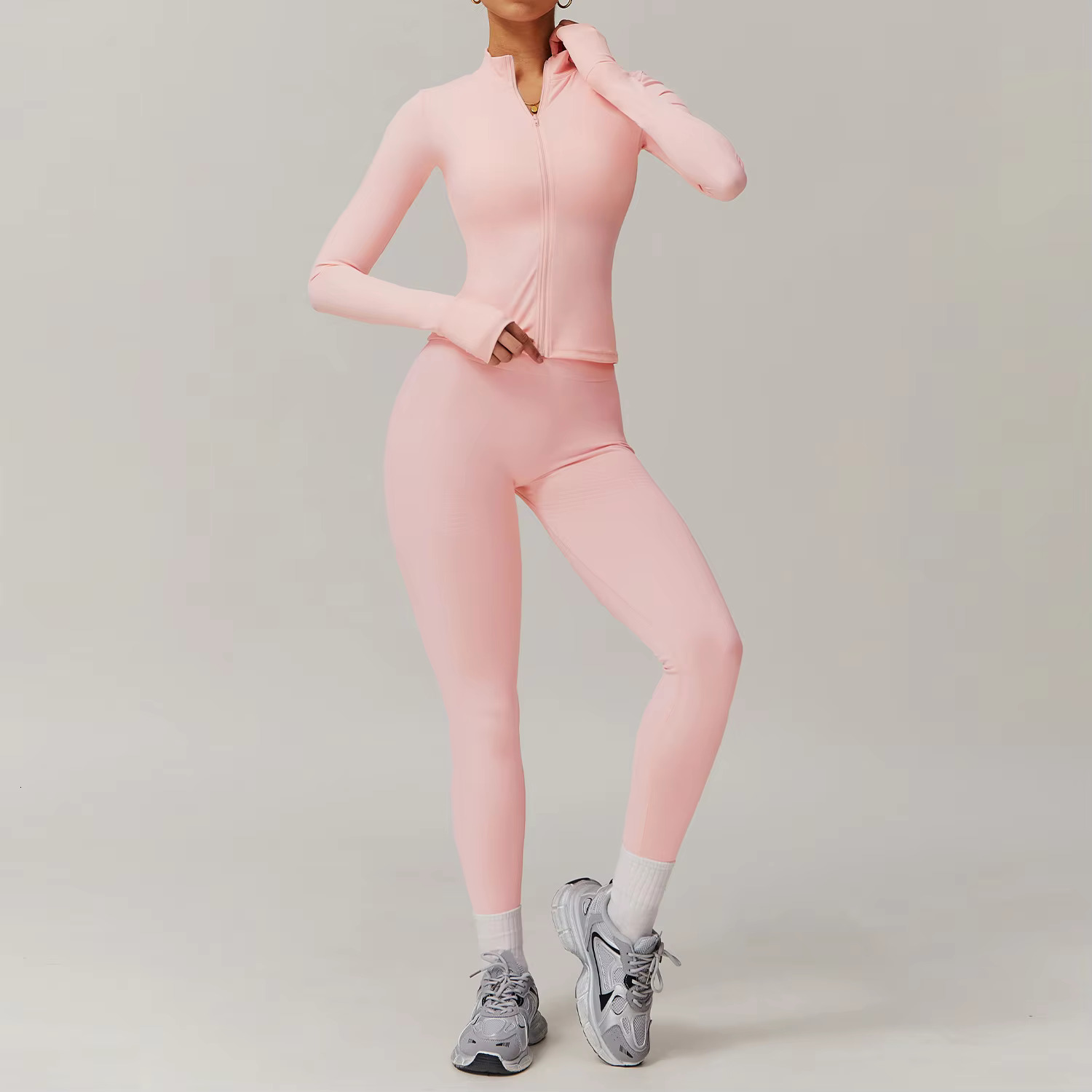 Women Seamless Gym Sets 2 Piece Yoga Suit Sportswear Sports Bra Long Sleeve High Waisted Leggings Fiess Set Workout Clothes