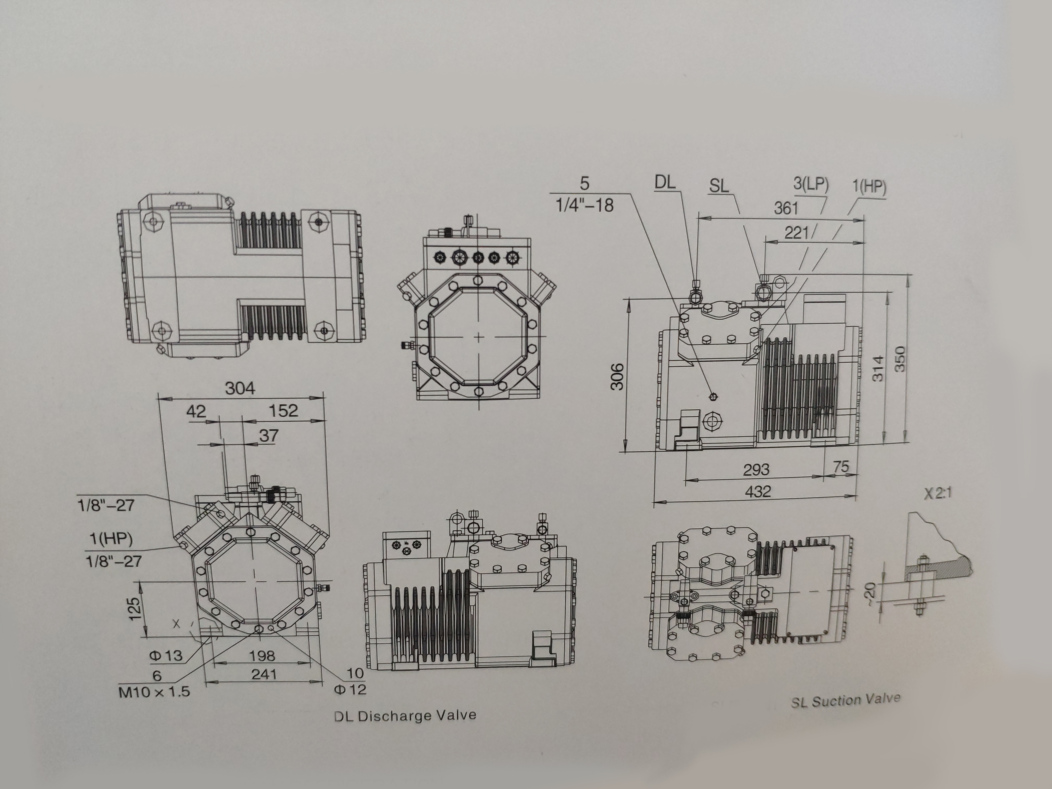 Semi-Closed Piston Refrigeration Compressor Series 4YG-5.2 ~ 4YG-9.2 for Medium & High Temperature Applications