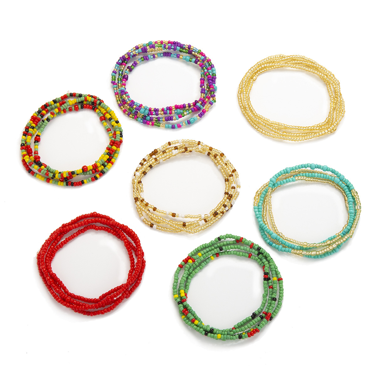 Woman Fashionable multi-layered mixed body accessories, sexy handmade beaded contrasting beige bead designer waist chain set