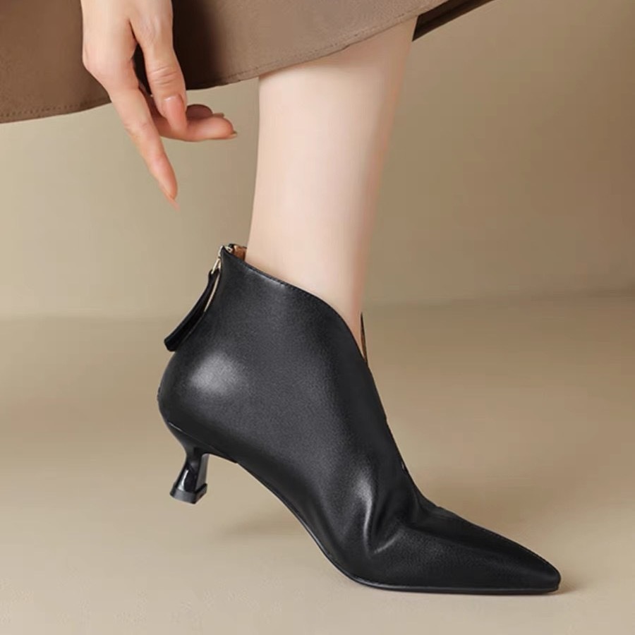 2025 new Autumn Pointed Toe Women Ankle Modern Ladies Shoes Flat with Leather Boots 8d42