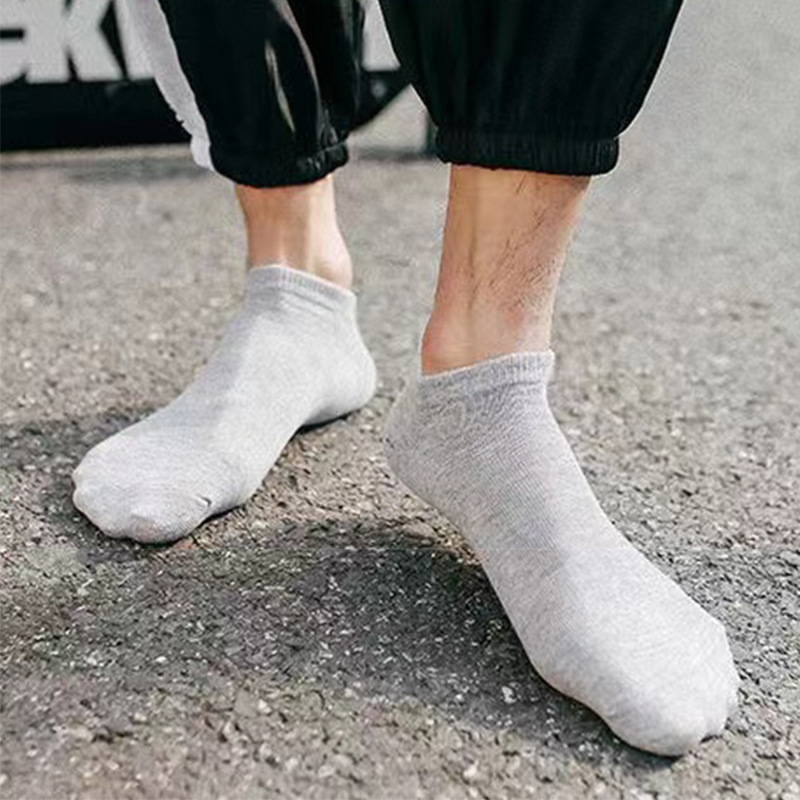 Short socks men's summer pure cotton black invisible boat socks deodorant absorption sweat summer sports white thin ins tide