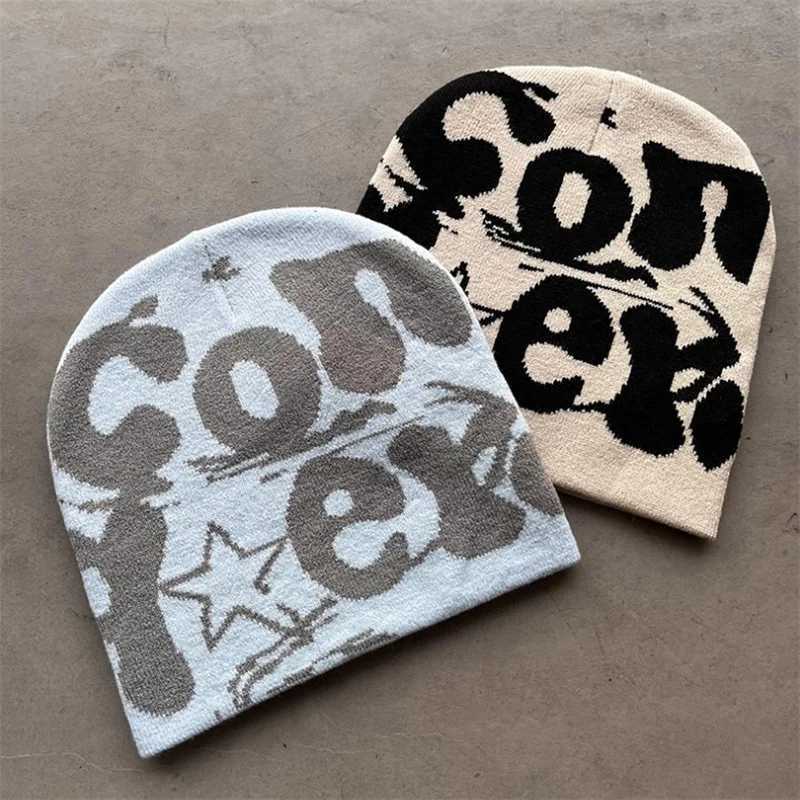 Vintage Y2K Wool Acrylic Wens Winter Warm Knitted Hat Harajuku Hip Hop Casual Beanie Outdoor Hat X250212