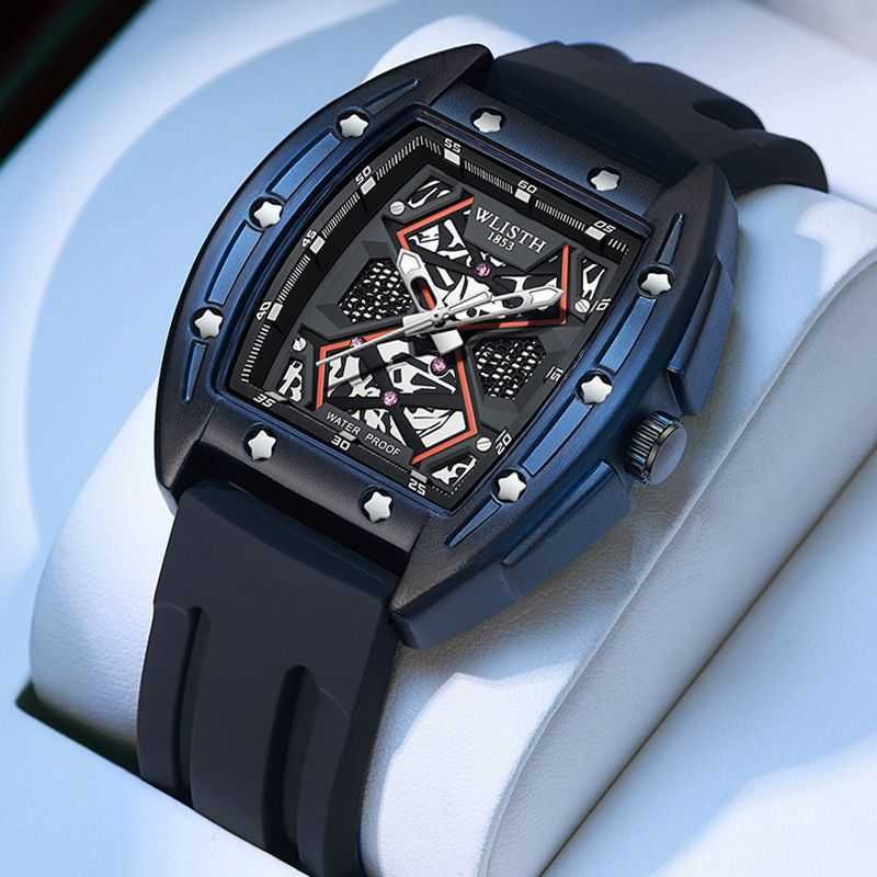 Wolis brand new mens watch barrel shaped large dial hollowed out quartz watch mens watch W250212