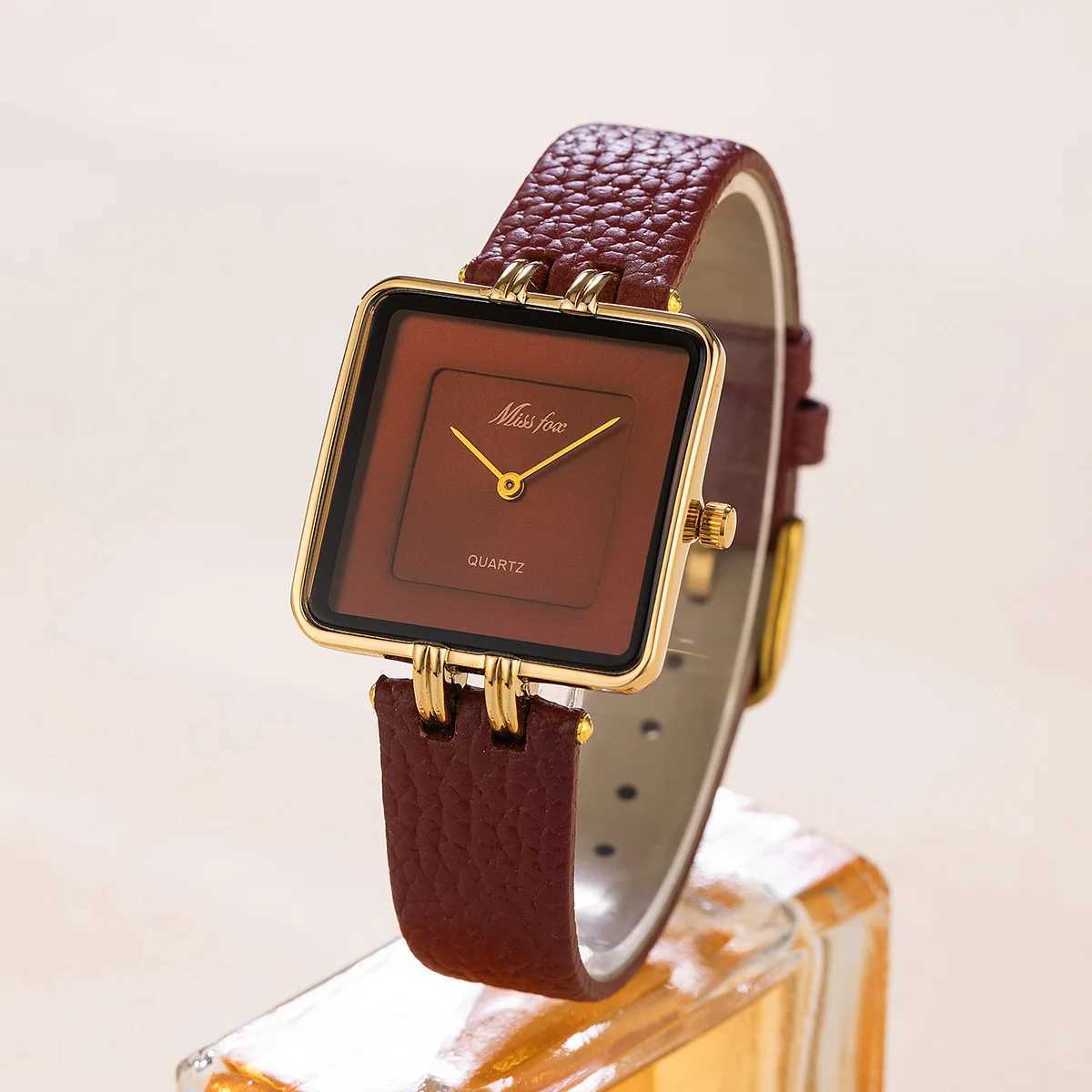 Women Watch Business Light Luxury Brand Middle East Simple Square Wine Red Waterproof Belt Ladies Fashion Quartz Clock WatchesXJ250213