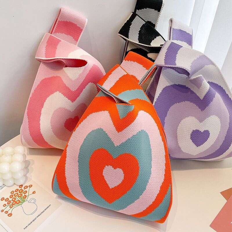 Instagram popular casual tote canvas bag, handbag, Japanese and Korean version, versatile hand-held women's knitted bucket bag