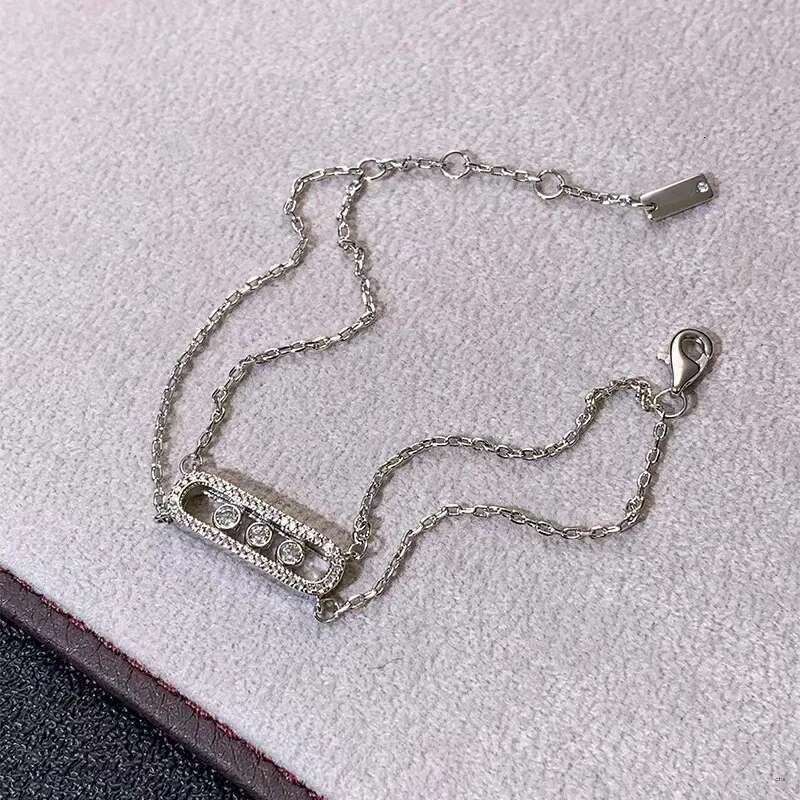 Gold Fashion Pendant messikaly Necklace Three Moving Diamonds Design Love Symbol Charm Necklace Weddings Gifts Full Bracelet earrings for womens 01c