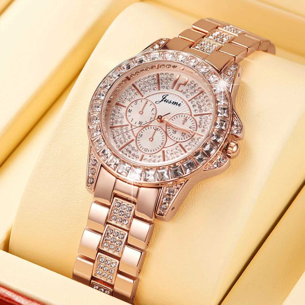 Silver square diamond rhinestone full diamond watch gold bowl watch trendy and fashionable womens quartz watchXJ250213