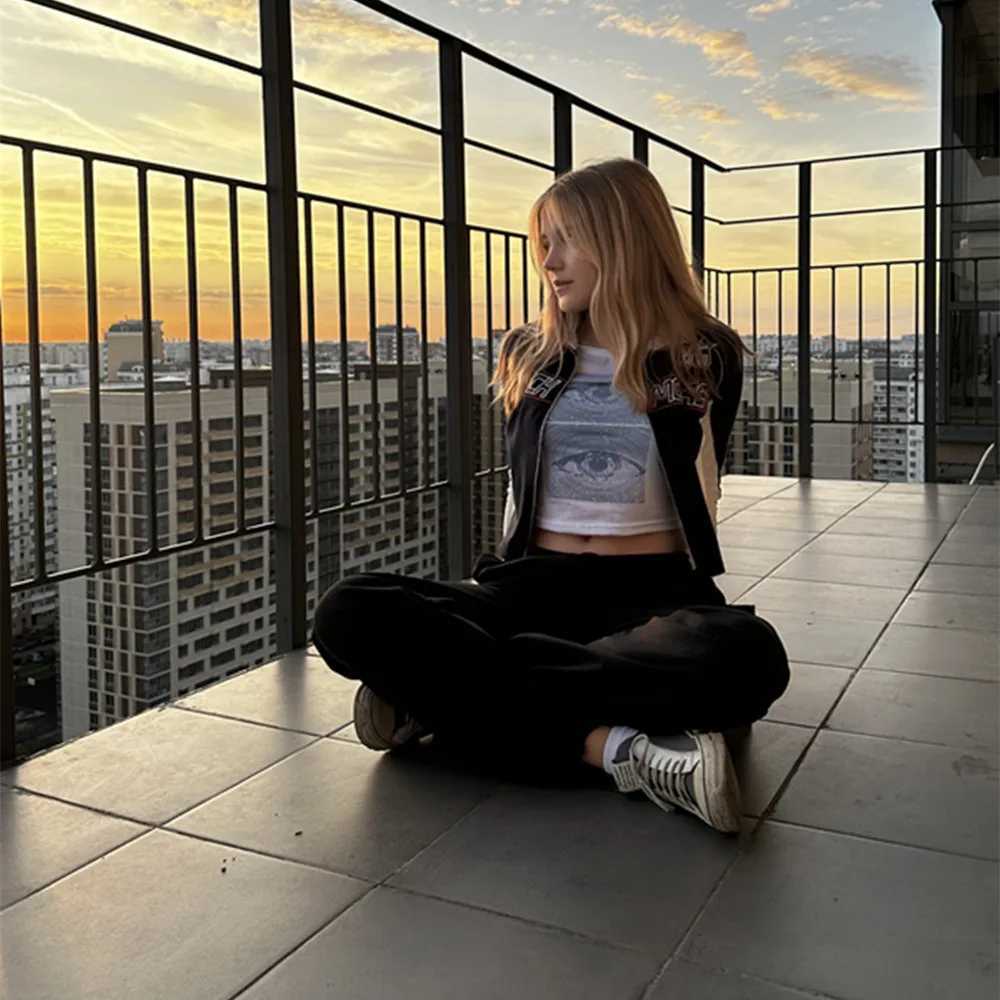 Women Sexy Eye Print Camis Crop Top Casual Tank Tops Vest Sveless Streetwear High Street Tee ShirtXJ250212