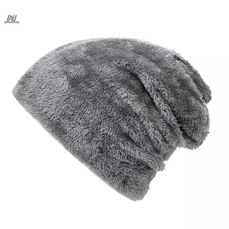 Mens Winter Hat Cotton Thicken Warm Beanies Hat Fashion Unisex Knitted Hats X250212