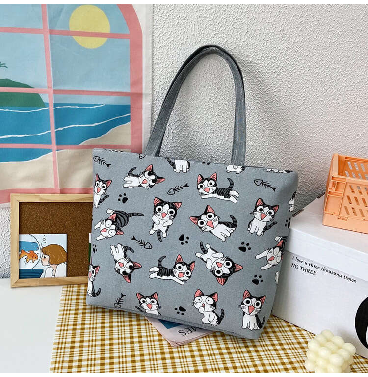 New large capacity single shoulder women's printed handbag, Korean tote bag, artistic canvas bag