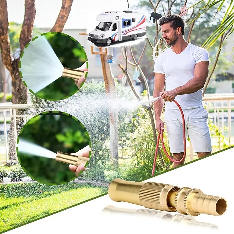 Heavy Duty Brass Water Gun with Adjustable Streams - Perfect Tool for Thorough Outdoor Cleanup and Filtration System Use