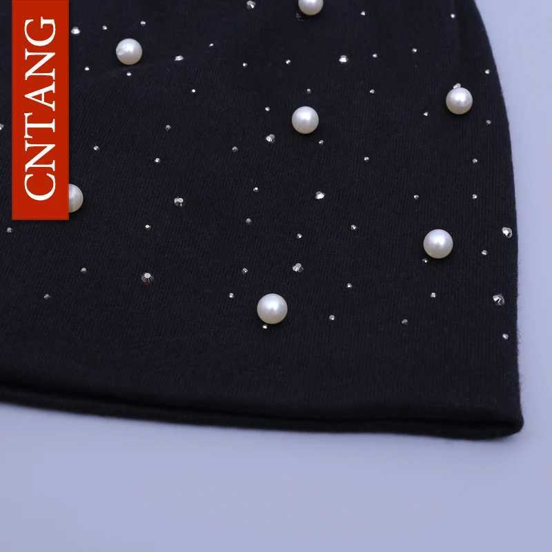 Warm Hat Natural Raccoon Fur Pp Beans Autumn Winter Warm Cotton Hat Rhinestone Fashion Hat X250212