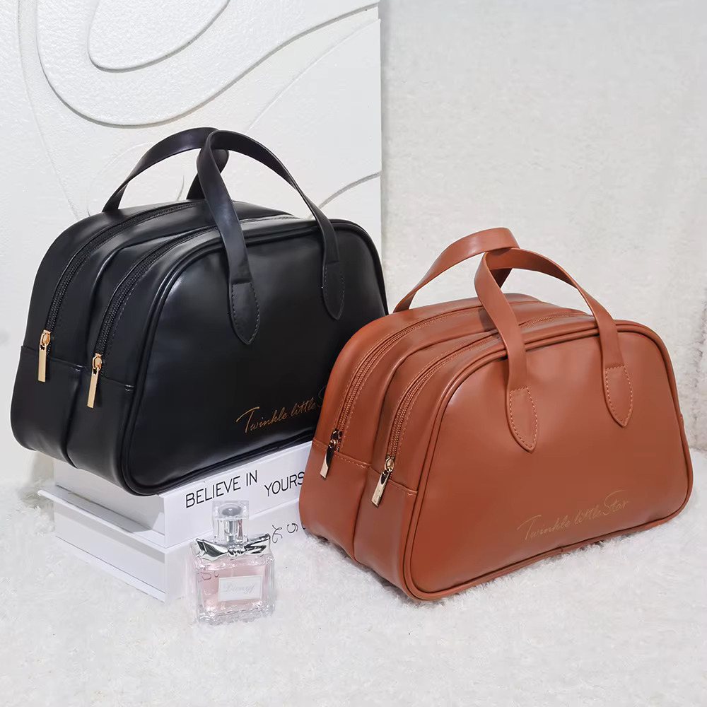 Large-Capacity Double Layer Travel Cosmetic Portable PU Makeup Pouch Women Waterproof Bathroom Washbag Multifunctional Bag swissmilitary