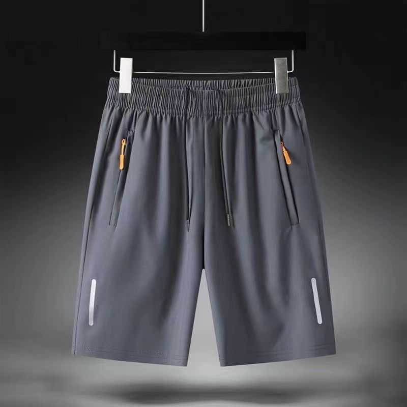 Summer ultra-thin ice silk mens five quarter pants trend sports fast drying zipper loose casual running ice silk pants 2023 W250212