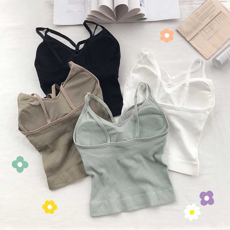 Women Cotton Lingerie Push Up Bra Sexy V Neck Tube Top Fashion Solid Color Underwear Fe Soft Brassreie With Chest PadXJ250212