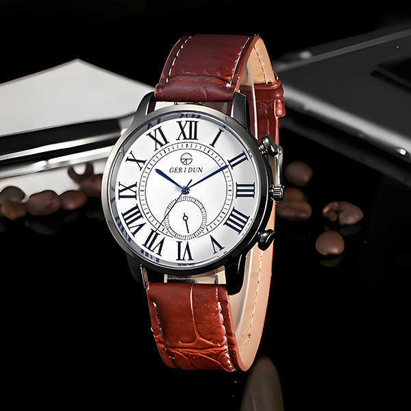 Mens Roman scale belt quartz watch casual fashion man personality simple W250212