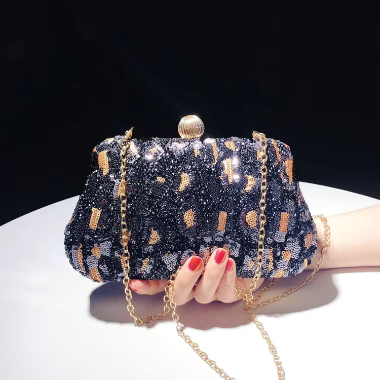 2025 Stylish Women Dinner Bag Embroidered Sequins Top Handle Bags Shoulder Handbag Leopard Print Clutch Purse Noble Tote