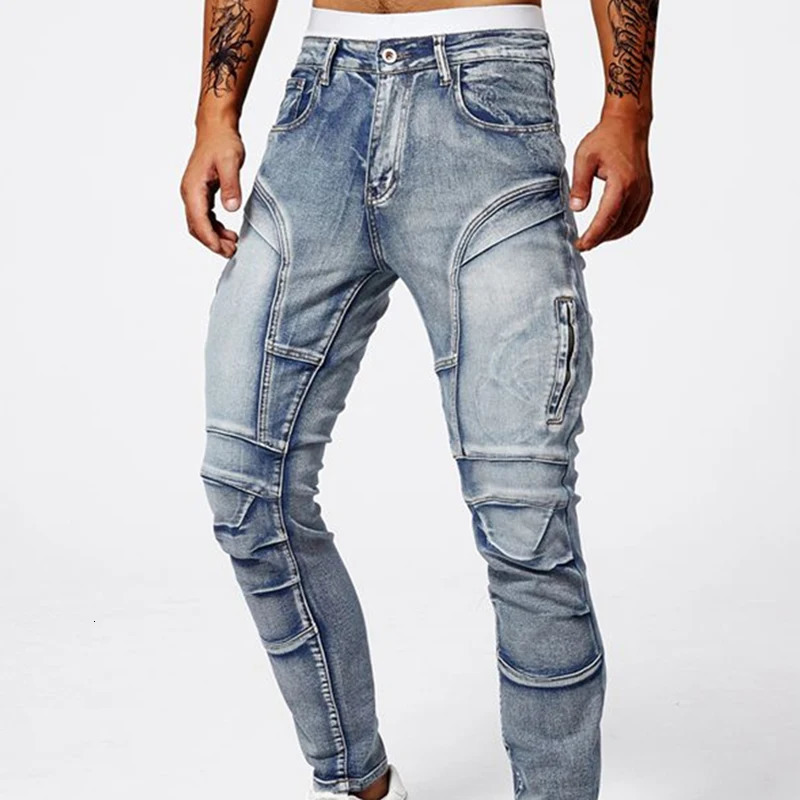 Trendy Jeans Mens Small Straight Leg Denim n Pants Slim Fit Hole Long High Street Classic Quality 250210