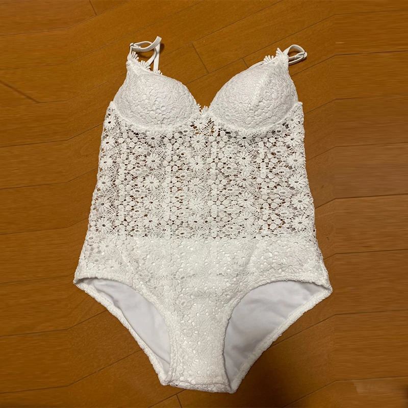 CyiExi Plus Size Sexy Crochet One-piece Swimsuit V-neck Lace Hollow Out Woman Bathing Suit Beach Swimwear Push Up Monokini S-XXL 250210