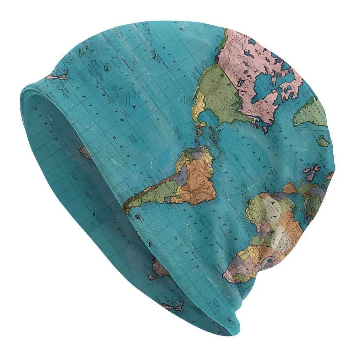 1897 Outdoor Thin Bonnet For Men Wen World Map Sklies Beanies Ski Caps X250212