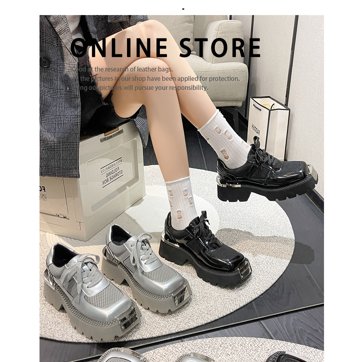 Motorcycle fb339 Men Punk New Boots Style Platform Women Metal Sneakers Female Goth Shoes Couple big size 35-40 Thick Bottom Trainers