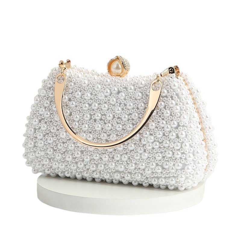2023 New Pearl Rhie Dinner Bride Dress Banquet Diagonal Small Bag Tail Party Handbag Evening Clutch Purse