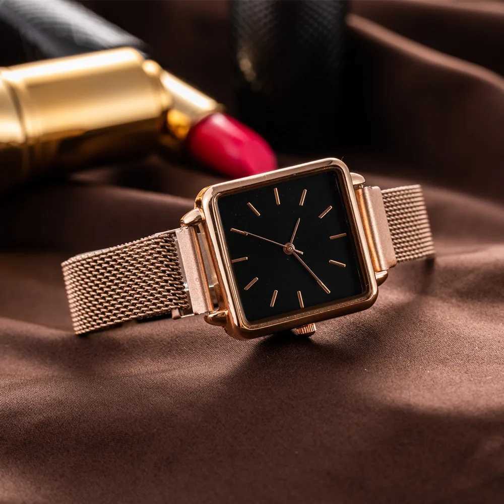 Luxury Women Watches Fashion Simple Square Ladies Quartz Wristwatch Metal Mesh Strap Elegant Lady Womens Watch Gift Reloj MujerXJ250213