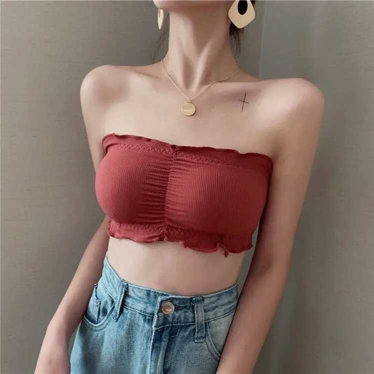 One-piece Tube Tops Women Intimates Basic Black White Orange Yellow Pink Womens Strapless Bra Bandeau Tube Top Underwear TubetopXJ250212