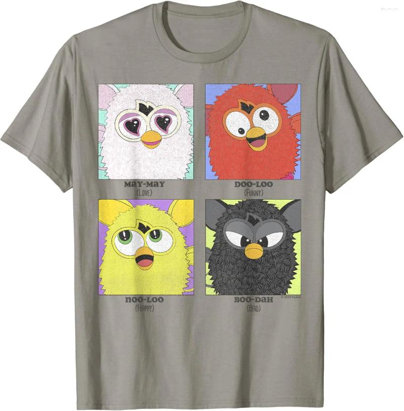 Men's T Shirts Furby Different Emotions Vintage Box Up T-Shirt Men Women Clothes Oversized Cotton Tees
