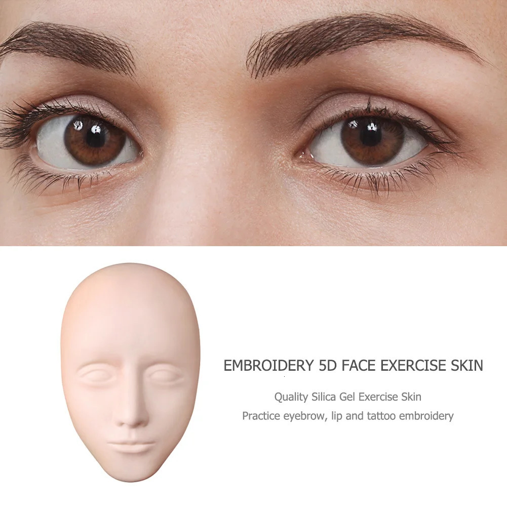 Silicone 5D Eyelash Extension Training Flat Realistic Mannequin Model Head Practice anent Makeup Lip Eyebrow Tattoo Skin 250207