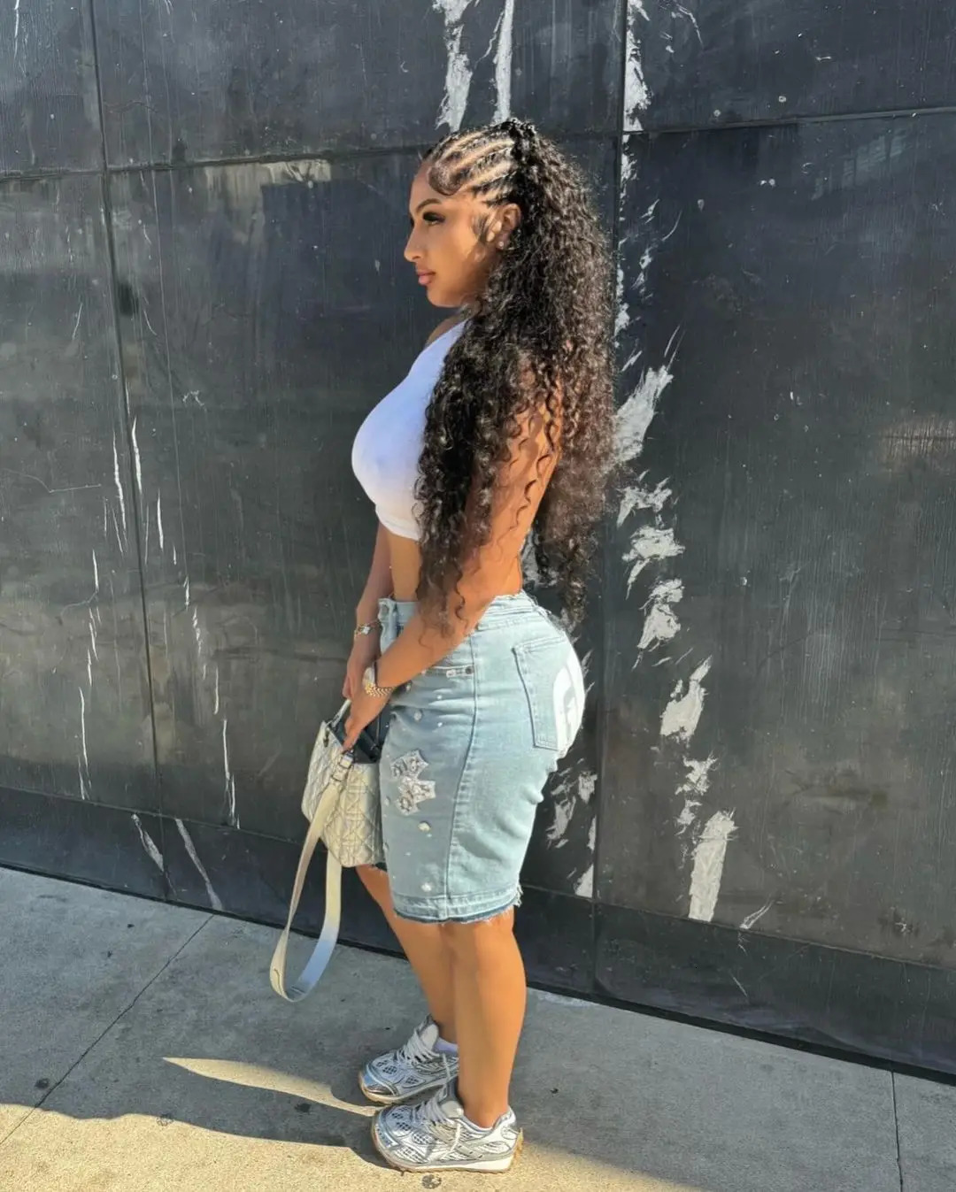 Hip Hop Rhinestones Graphical Baggy Jeans Blue Streetwear Y2k Gothic Shorts Denim Gym Shorts Women High Waist Women Clothing 250212
