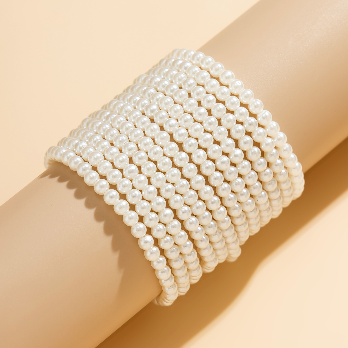 designer Minimalist imitation pearl set bracelet, cool style geometric bead splicing metal fashion bracelet jewelry