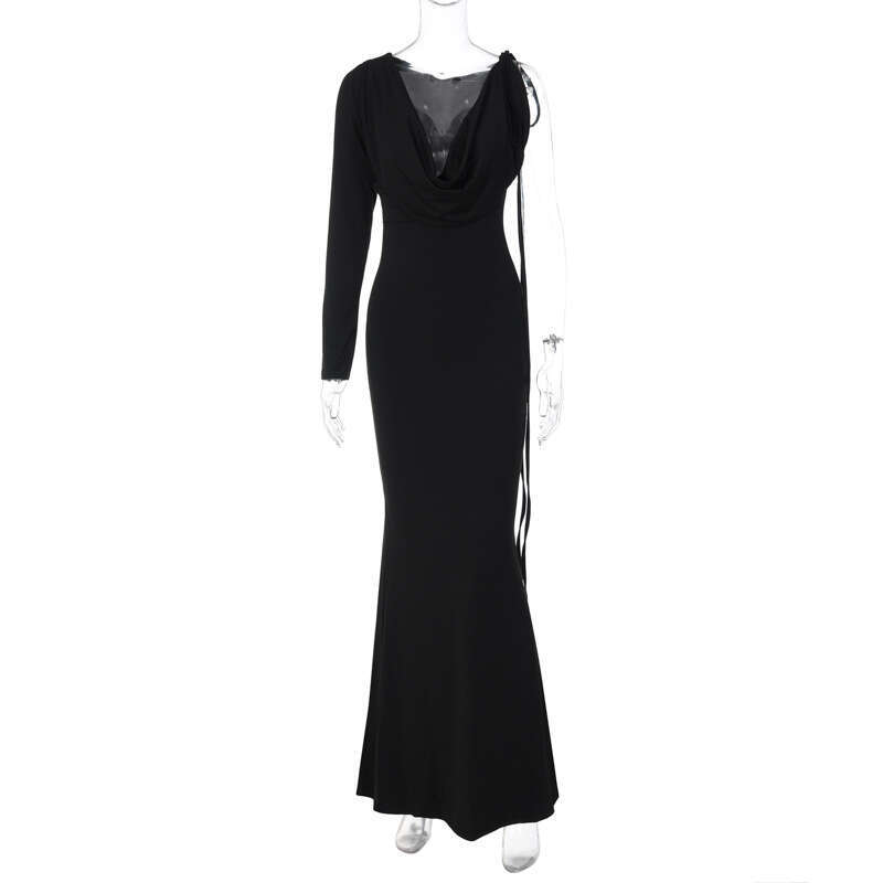European and American style women's summer fashion sexy solid color single shoulder slim fit dress wholesale 2025 temperament versatile new trend