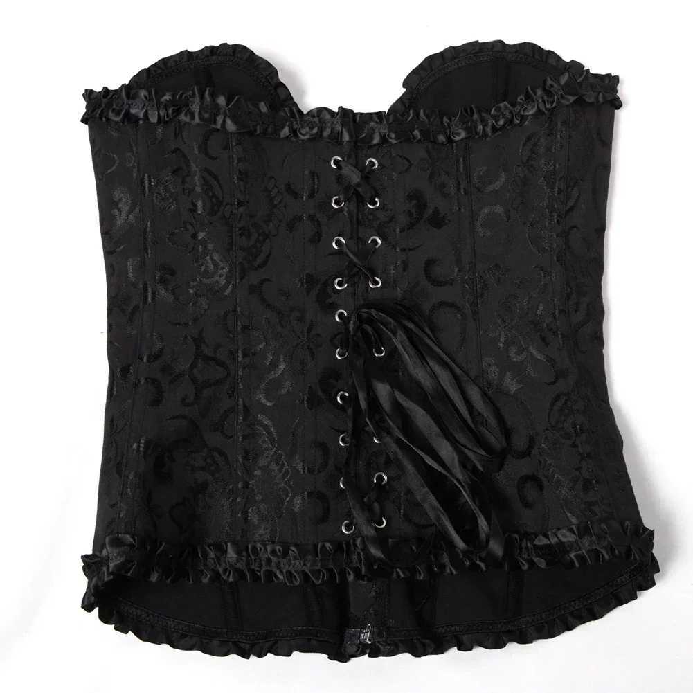 Sexy Bustiers And Corsets Floral Lace Tops Shapewear For Women Vintage Corset Gothic Overbust Satin Jacquard CorsetsXJ250304