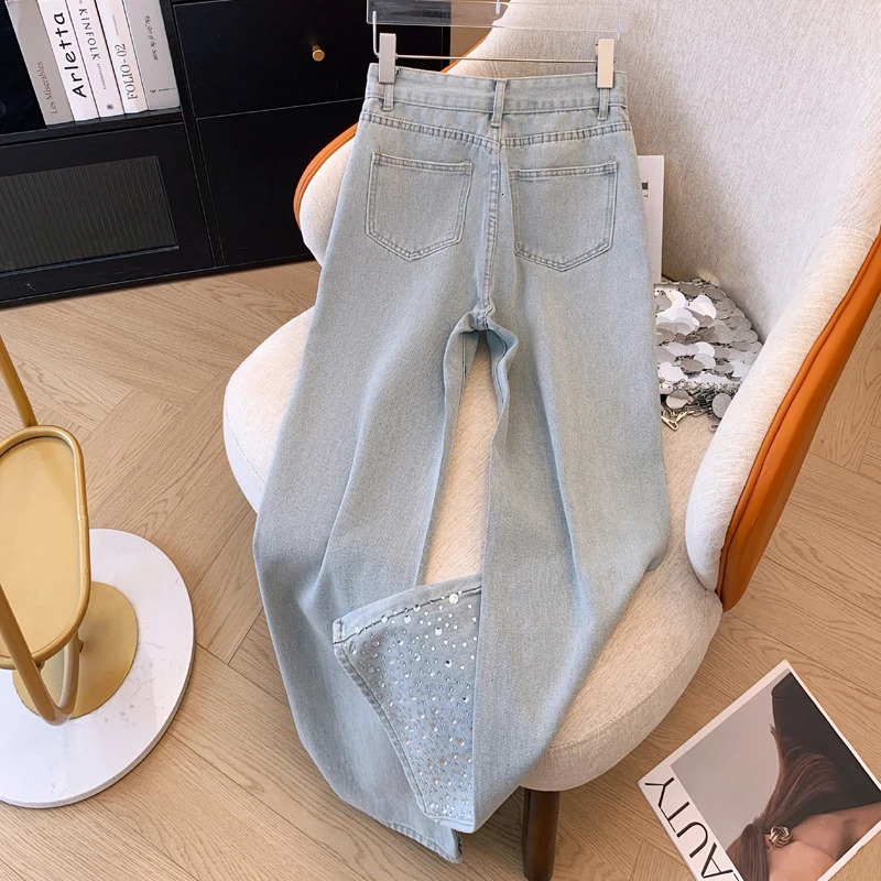 Diamond n Casual Jeans Women High Waist Loose Pants Fashion Spring Streetwear Mopping Pants 250212