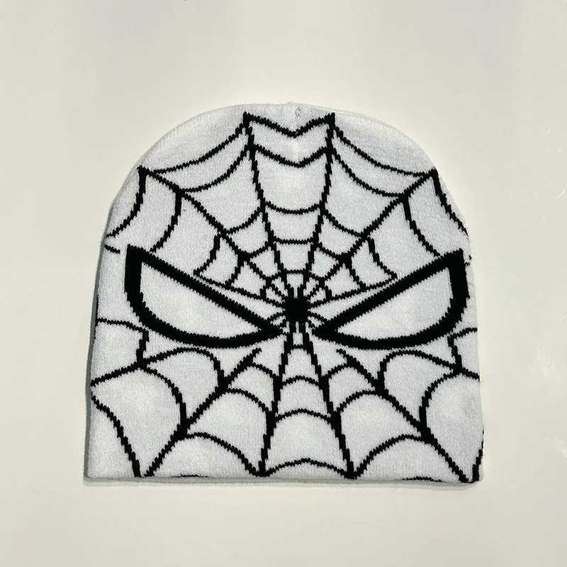 New Fashion Knitting Spider Web Design Hat for Men Plover and Cap Y2k Goth Warm Beanie Hats New Hip-hop Street Cap X250212