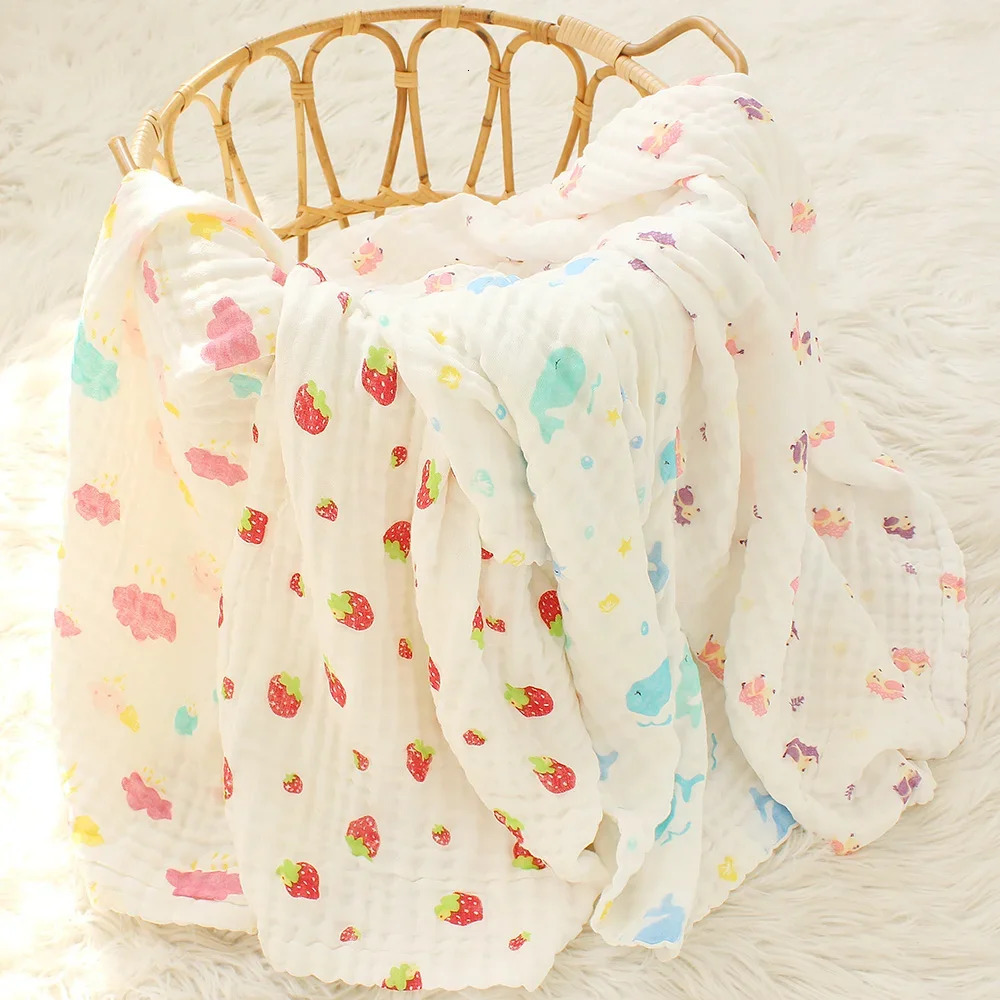 6 Layers Bamboo Cotton Baby Receiving Blanket Infant Kids Swaddle Wrap Blanket Sleeping Warm Quilt Bed Cover Muslin 250208