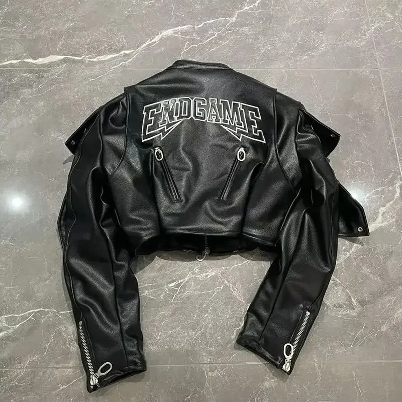 American Letter Embroidered Skull Motorcycle Style PU Leather Jacket Korean Version High Street Fashion Short Jacket Women 250208