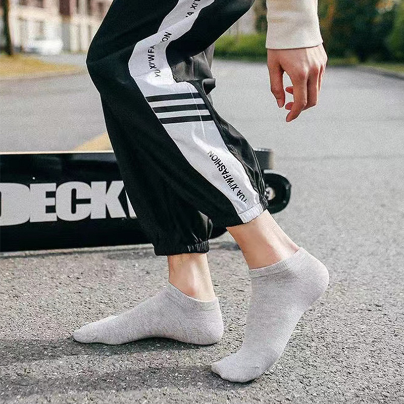 Short socks men's summer pure cotton black invisible boat socks deodorant absorption sweat summer sports white thin ins tide