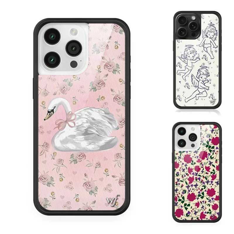 Fashion Wildflower Cartoon Swans Phone Case for iPhone 13 Pro 14 pro 15 Max 16 pro max 12 Cute Puppy WF Deer ry Protection Z250211