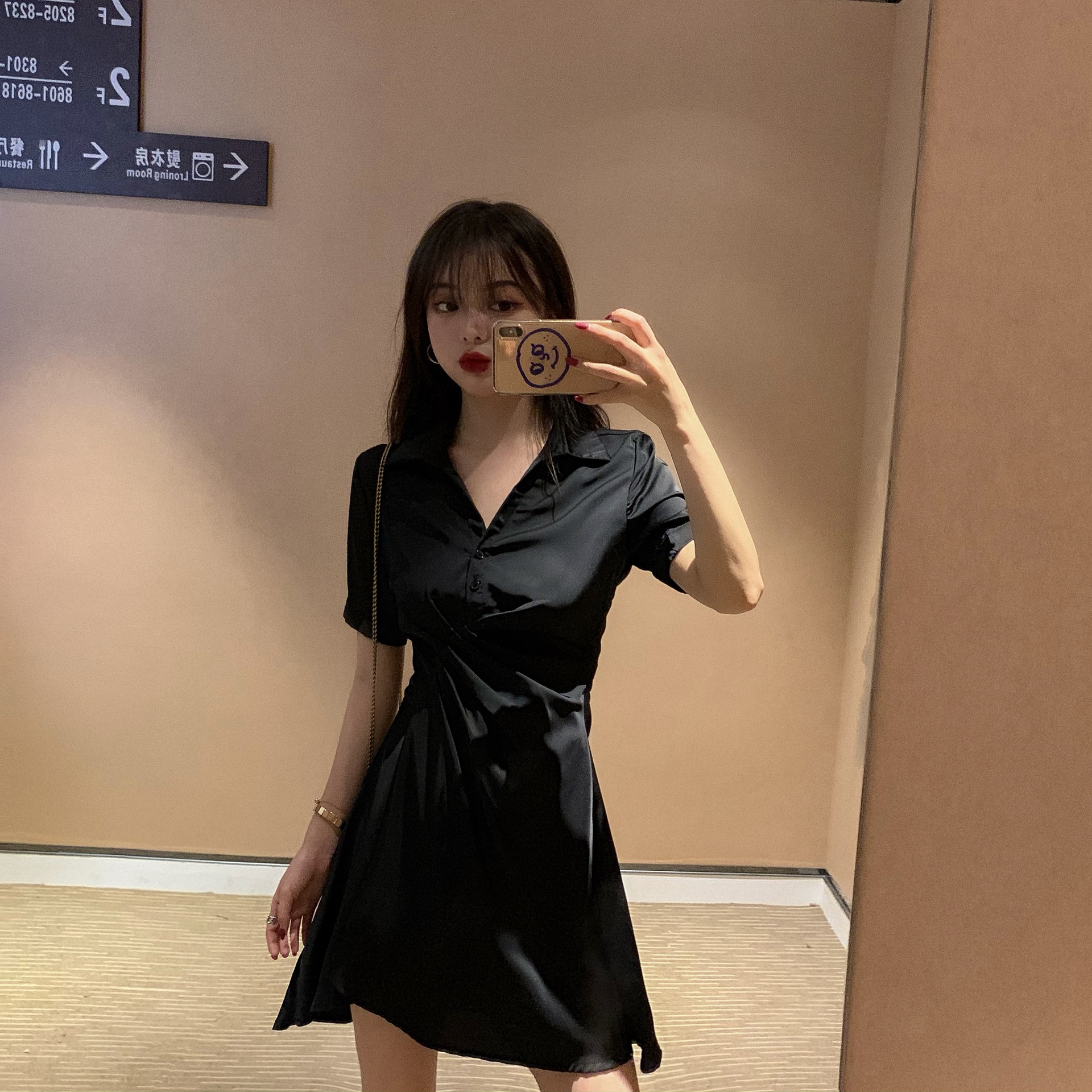 F3105 Little black dress for women 2025 new design waist slimming short dress wholesale