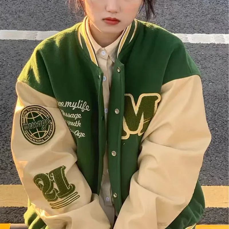 Vintage Streetwear Baseball Jacket Women Y2k Oversized Varsity Jackets Korean Fashion Bomber Coats College Couple Aesthetic 250212