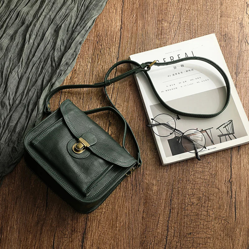 Style Full Grain Leather Messenger bag For Woman Lady Handbags Outdoor Shoulder Bag Anti Theft Female Soft Cowskin 250207