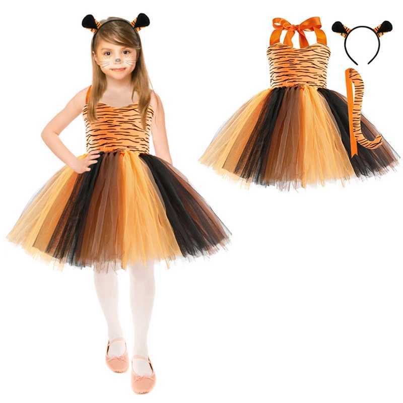 New Tutu Skirt Set Childrens Clothing Animal Cos Elk Halloween Clothing Little Cat Mesh Girls Dress School Performance DressXJ250117