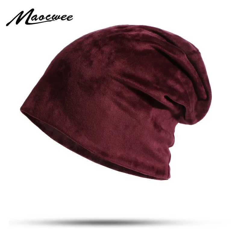 Fashion Warm Knitted Fleece Inside Slouchy Beanie Hat Velvet Sklies Caps 2019 New Autumn Winter Wen Hip Hop Hats X250212