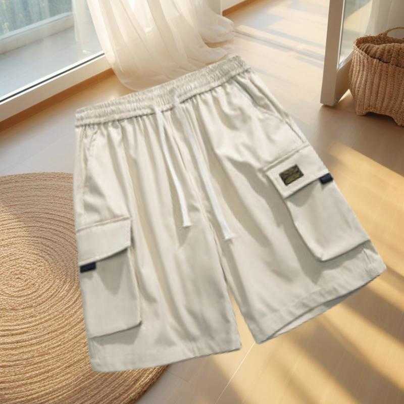 Multi pocket workwear shorts for boys in summer thin American style trendy brand style loose casual and sporty five quarter pants W250212