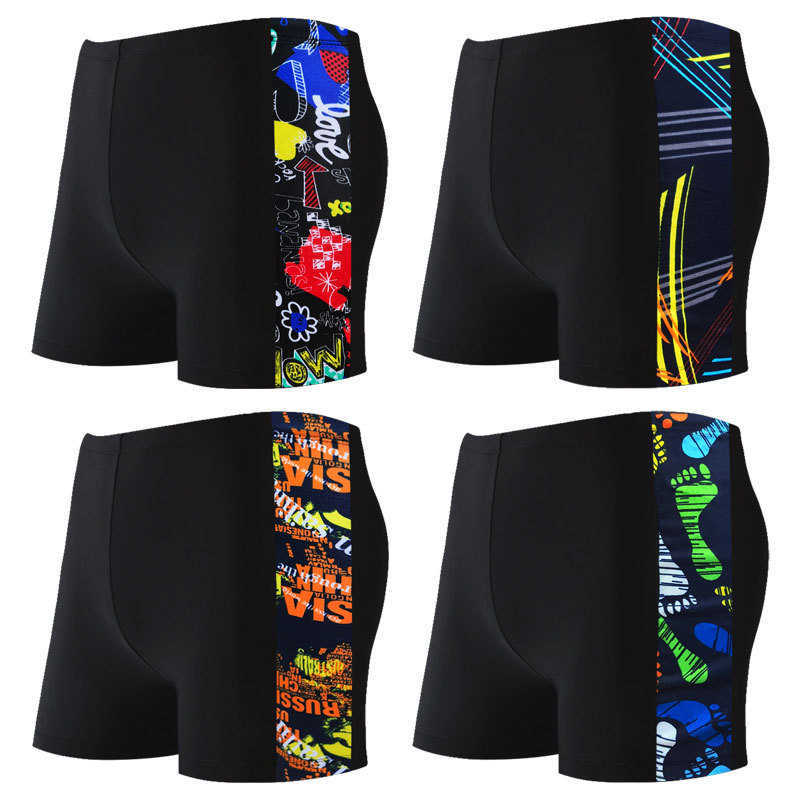 Tiger Run Hot Spring Swimming Pants Mens Printed Slim Fit Lace up High Elastic Loose Sport Plus Fat Swimming Pants W250212